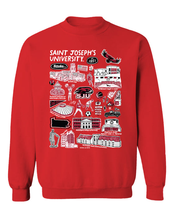 St. Josephs Hawks Vive La Fete Impressions Red Cotton Crewneck Sweatshirt for Women
