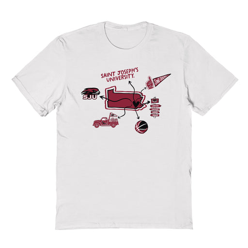 St. Josephs Hawks Hand Sketched Vive La Fete Impressions Icones White T-shirt for Women