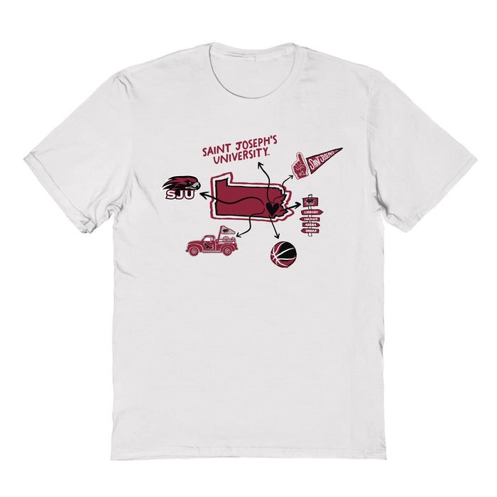 St. Josephs Hawks Hand Sketched Vive La Fete Impressions Icones White T-shirt for Women