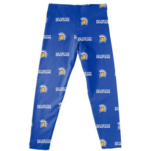 San Jose State Spartans Vive La Fete Girls Game Day All Over Two Logos Elastic Waist Classic Play Blue Leggings Tights