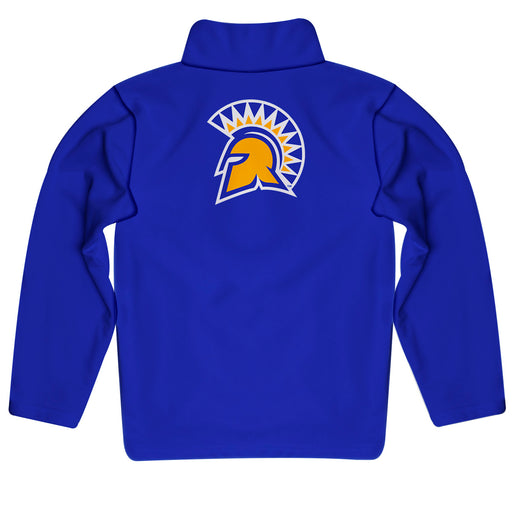 San Jose State University Spartans Vive La Fete Game Day Solid Blue Quarter Zip Pullover Sleeves - Vive La Fête - Online Apparel Store