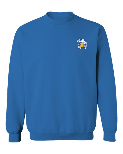 San Jose State University Spartans Hand Sketched Vive La Fete Impressions Artwork Royal Crew Neck Sweatshirt for Wo