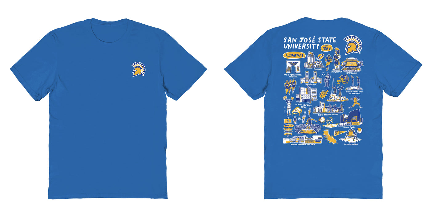 San Jose State Spartans Vive La Fete Impressions Artwork Royal Womens Cotton Tshirt - Vive La Fête - Online Apparel Store