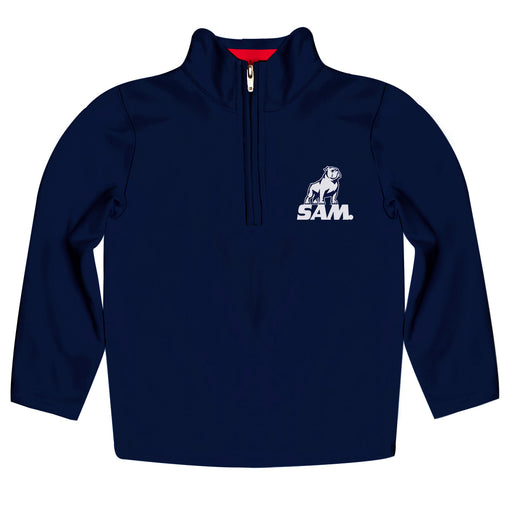Samford University Bulldogs Vive La Fete Game Day Solid Navy Quarter Zip Pullover Sleeves