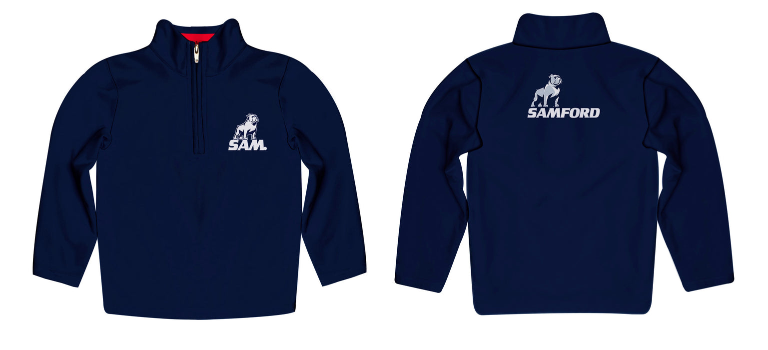 Samford University Bulldogs Vive La Fete Game Day Solid Navy Quarter Zip Pullover Sleeves - Vive La Fête - Online Apparel Store