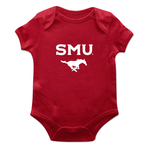 SMU Mustangs Cotton Short Sleeve Bodysuit Red