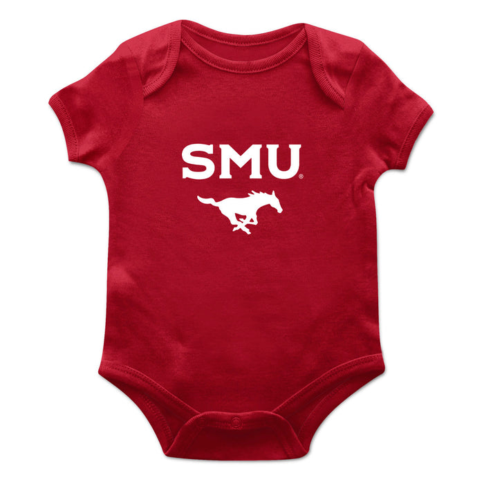 SMU Mustangs Cotton Short Sleeve Bodysuit Red