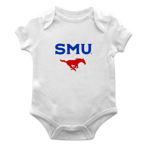 SMU Mustangs Cotton Short Sleeve Bodysuit White