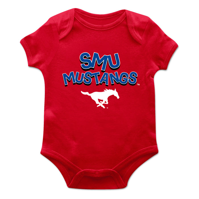 SMU Mustangs Vive La Fete Infant Game Day Red Short Sleeve Bodysuit