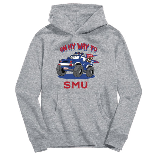 SMU Mustangs On My Way Monster Truck Heather Grey Cotton Youth Hoodie