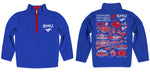 SMU Mustangs Hand Sketched Vive La Fete Impressions Artwork Blue Boys Quarter Zip Pullover V1 - Vive La Fête - Online Apparel Store