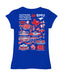 SMU Mustangs Hand Sketched Vive La Fete Impressions Artwork Blue Girls Cotton Short Sleeve Tee - Vive La Fête - Online Apparel Store