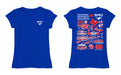 SMU Mustangs Hand Sketched Vive La Fete Impressions Artwork Blue Girls Cotton Short Sleeve Tee - Vive La Fête - Online Apparel Store