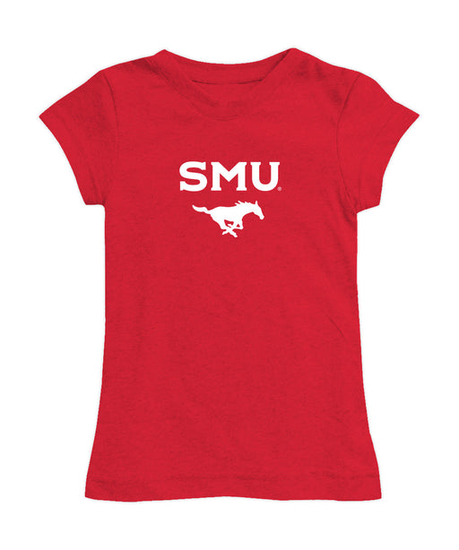 SMU Mustangs Girl´s Fitted Cotton T-shirt Red