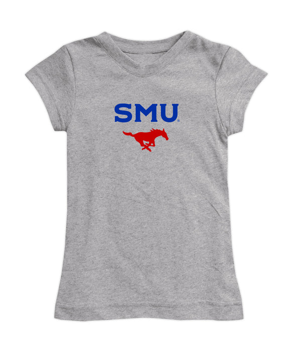 SMU Mustangs Girl´s Fitted Cotton T-shirt Grey