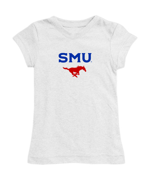 SMU Mustangs Girl´s Fitted Cotton T-shirt White
