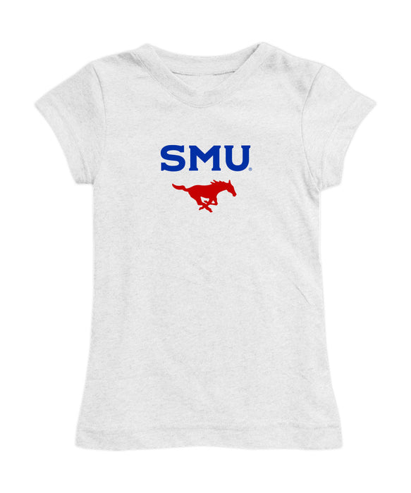 SMU Mustangs Girl´s Fitted Cotton T-shirt White