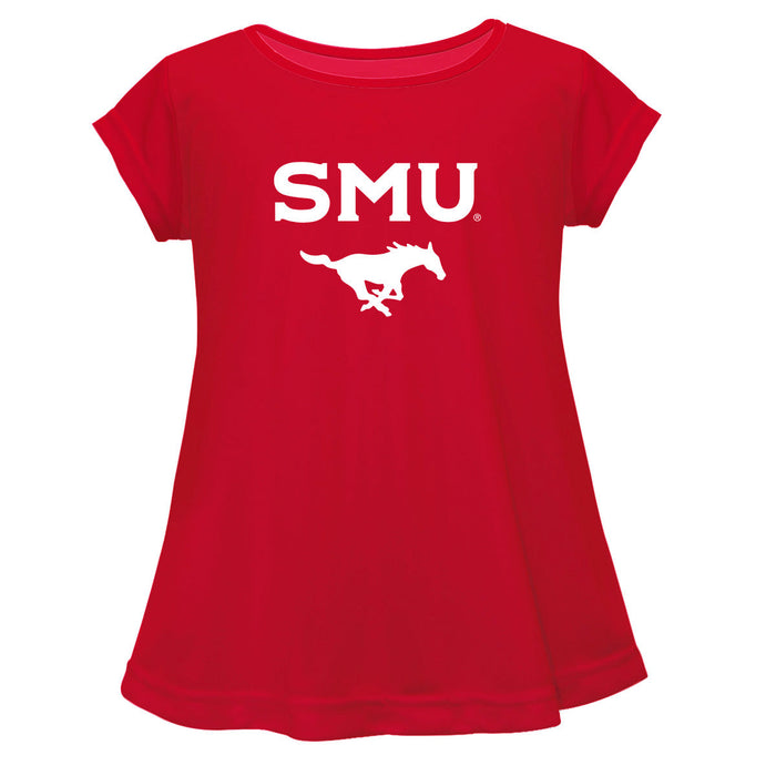 SMU Mustangs Short Sleeve Youth Cotton Top Red