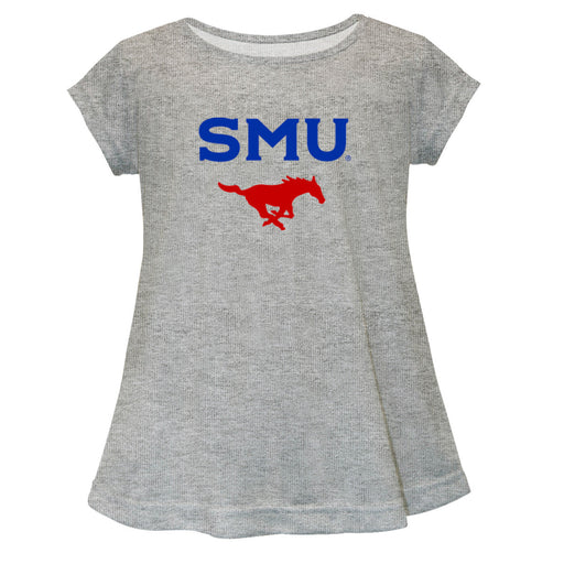 SMU Mustangs Short Sleeve Youth Cotton Top Grey