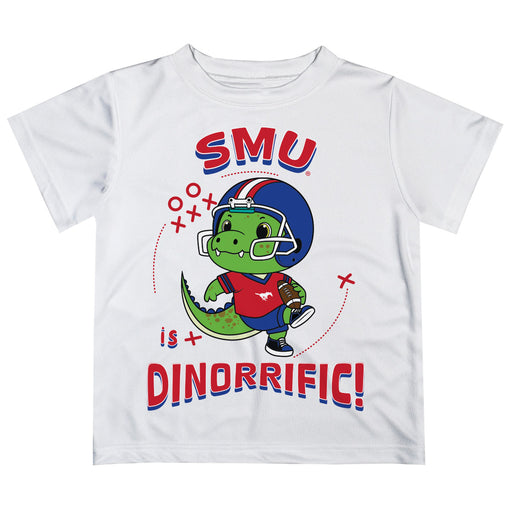SMU Mustangs Vive La Fete Dinorrific Boys Game Day White Short Sleeve Tee