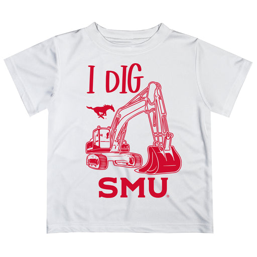 SMU Mustangs Vive La Fete Excavator Boys Game Day White Short Sleeve Tee