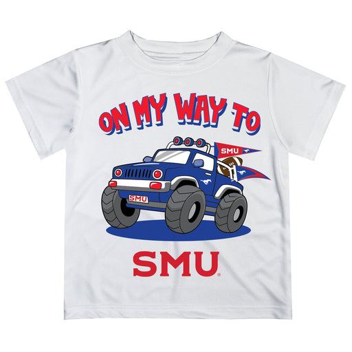 SMU Mustangs Vive La Fete Monster Truck Boys Game Day White Short Sleeve Tee