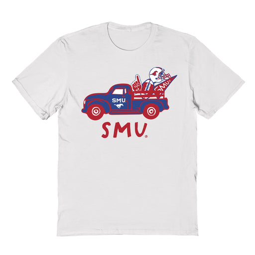 SMU Mustangs Hand Sketched Vive La Fete Impressions Truck Kids White Cotton T-shirt