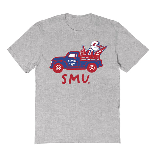 SMU Mustangs Hand Sketched Vive La Fete Impressions Truck Kids Grey Cotton T-shirt