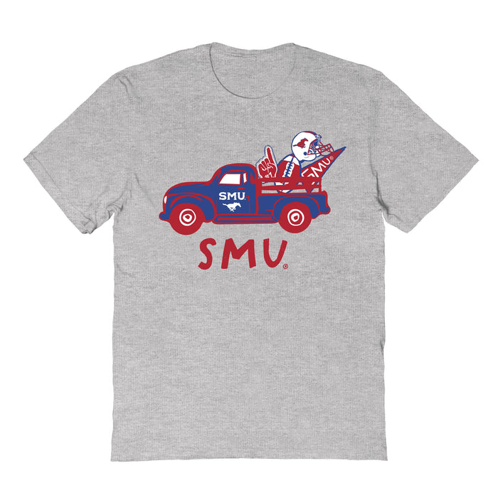 SMU Mustangs Hand Sketched Vive La Fete Impressions Truck Kids Grey Cotton T-shirt