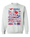 SMU Mustangs Hand Sketched Vive La Fete Impressions White Cotton Crewneck Sweatshirt for Women