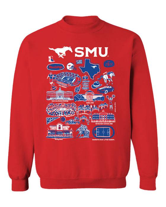 SMU Mustangs Vive La Fete Impressions Red Cotton Crewneck Sweatshirt for Women