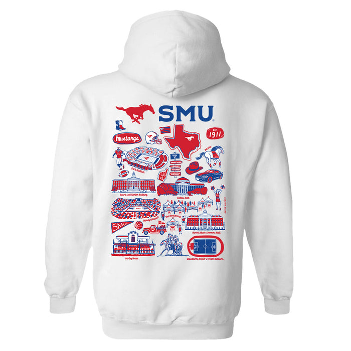 SMU Mustangs Hand Sketched Artwork Cotton Fleece Women Hoodie - Vive La Fête - Online Apparel Store