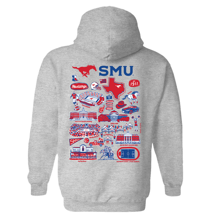 SMU Mustangs Hand Sketched Artwork Cotton Fleece Women Hoodie - Vive La Fête - Online Apparel Store
