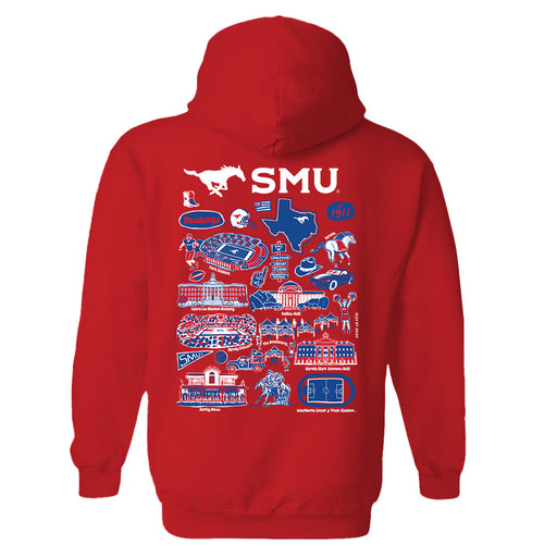 SMU Mustangs Hand Sketched Artwork Cotton Fleece Women Hoodie - Vive La Fête - Online Apparel Store