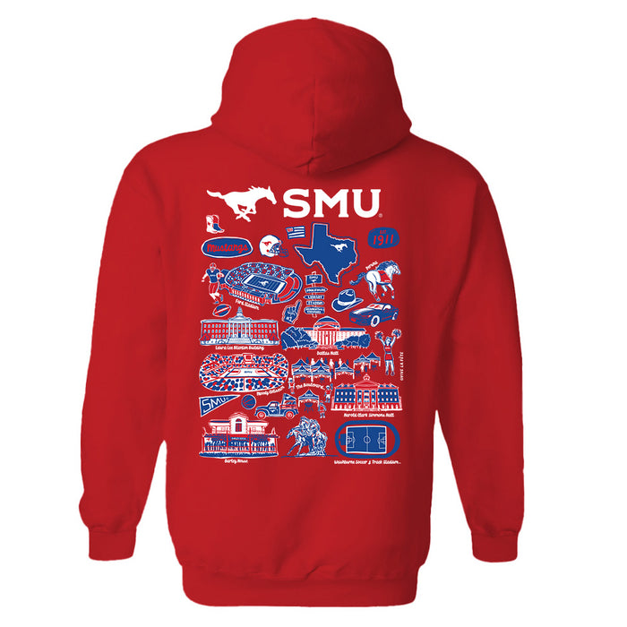 SMU Mustangs Hand Sketched Artwork Cotton Fleece Women Hoodie - Vive La Fête - Online Apparel Store