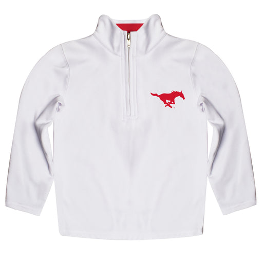SMU Mustangs Vive La Fete Logo and Mascot Name Womens White Quarter Zip Pullover