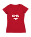 SMU Mustangs Women's V-neck Fitted Cotton T-Shirt Red