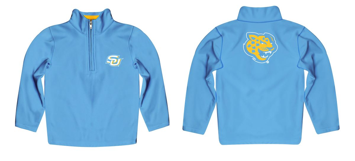 Southern University Jaguars Vive La Fete Game Day Solid Blue Quarter Zip Pullover Sleeves - Vive La Fête - Online Apparel Store
