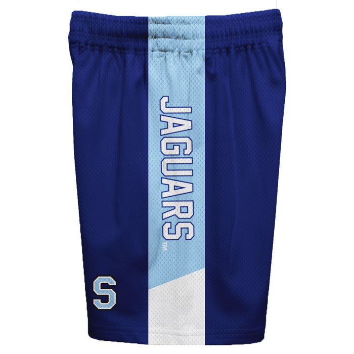 Spelman College Jaguars Vive La Fete Game Day Blue Stripes Boys Solid Blue Athletic Mesh Short - Vive La Fête - Online Apparel Store