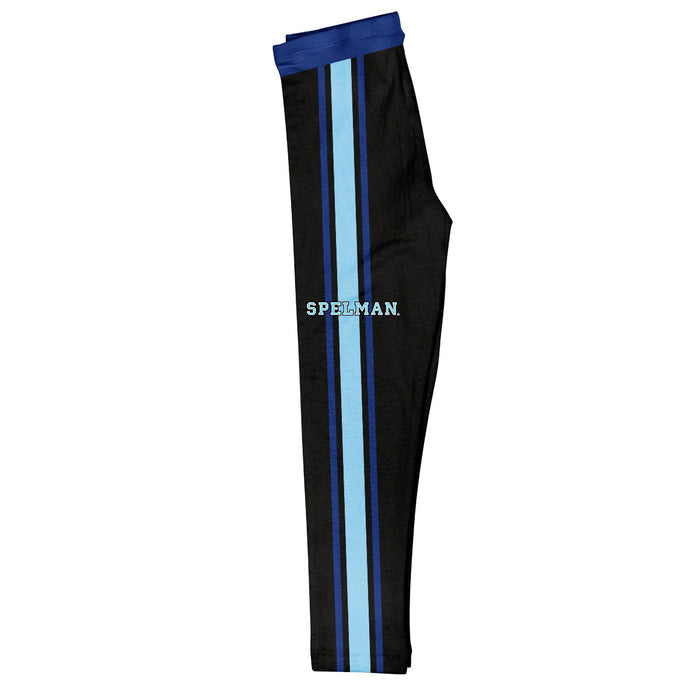 Spelman College Vive La Fete Girls Game Day Black with Blue Stripes Leggings Tights - Vive La Fête - Online Apparel Store
