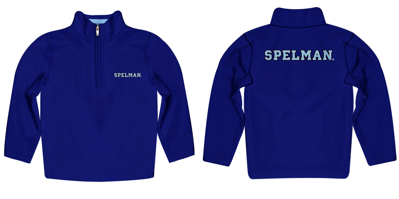 Spelman College Vive La Fete Game Day Solid Blue Quarter Zip Pullover Sleeves - Vive La Fête - Online Apparel Store
