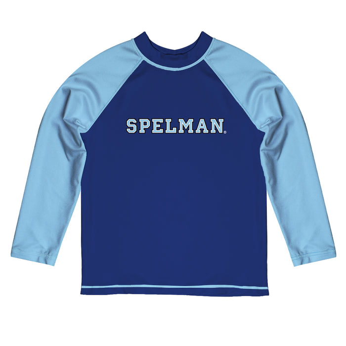 Spelman College Vive La Fete Logo Blue Long Sleeve Raglan Rashguard
