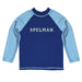 Spelman College Vive La Fete Logo Blue Long Sleeve Raglan Rashguard