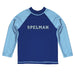 Spelman College Vive La Fete Logo Blue Long Sleeve Raglan Rashguard