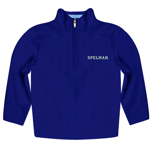 Spelman College Jaguars Vive La Fete Logo and Mascot Name Womens Blue Quarter Zip Pullover