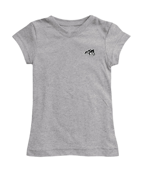 Stony Brook Seawolves Hand Sketched Vive La Fete Impressions Artwork Grey Girls Cotton Short Sleeve Tee