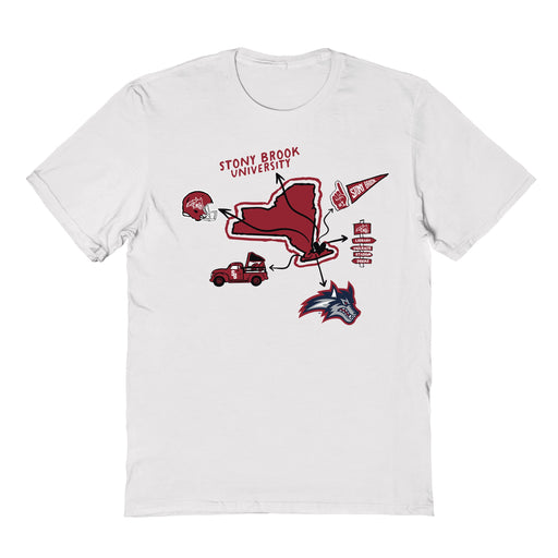 Stony Brook Seawolves Hand Sketched Vive La Fete Impressions Icones Kids White T-shirt