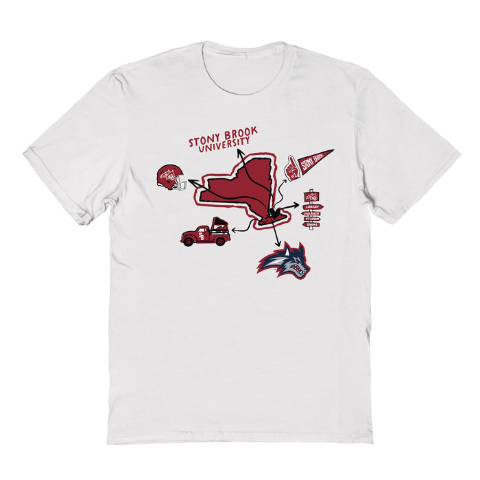 Stony Brook Seawolves Hand Sketched Vive La Fete Impressions Icones Kids White T-shirt