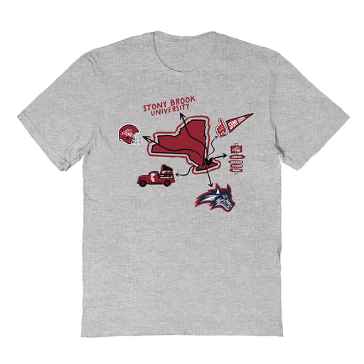 Stony Brook Seawolves Hand Sketched Vive La Fete Impressions Icones Kids Grey T-shirt