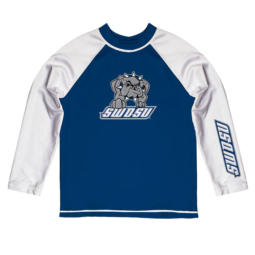 Southwestern Oklahoma State Bulldogs Vive La Fete Logo Blue Long Sleeve Raglan Rashguard
